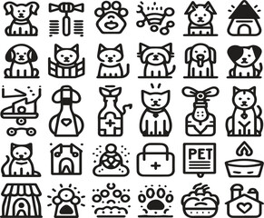 set of icons of different animals