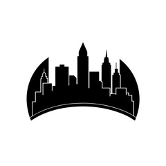 Obraz premium City skyline black shape on transparent background silhouette