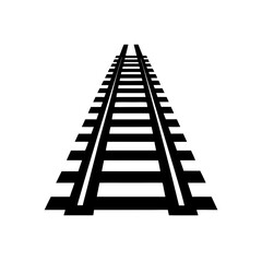 Black railway track image on transparent background silhouette