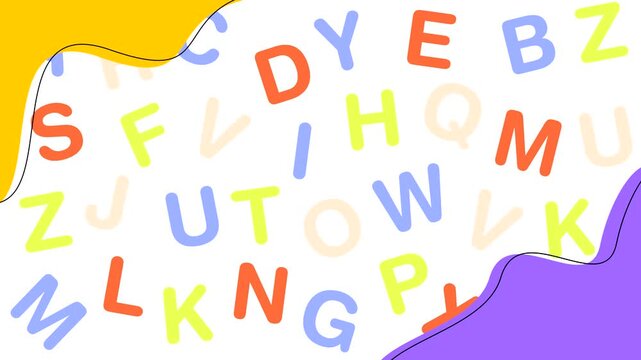 Colorful Jiggling Alphabet Letters Looping Animation. Playful Cartoon ABC Background for Kids Educational Content Back to School Doodle Style Motion Graphic on White Background