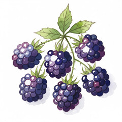 Fototapeta premium blackberrys, simple watercolor, hand drawn, white background