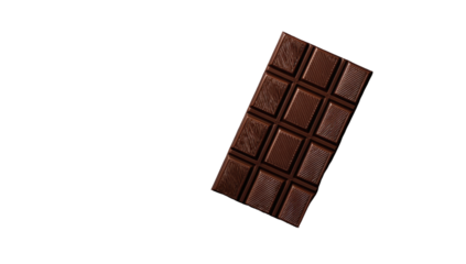 Dark chocolate bar, rectangular shape, divided into squares,  isolated on black background