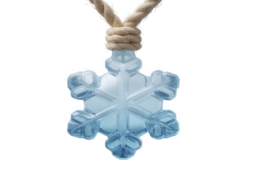 Blue snowflake pendant isolated on transparent background