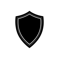 Simple black shield icon on transparent background silhouette