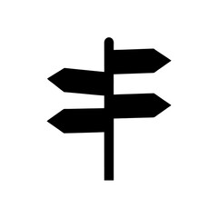 Signpost with three signs on transparent background silhouette