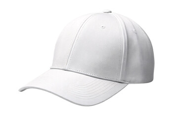 Fototapeta premium Light gray cotton baseball cap with curved visor and clean minimalist styling, isolated on a transparent background