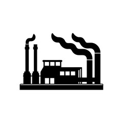 Factory with smoke stacks on transparent background silhouette