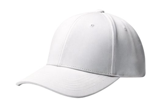 Pale silver-gray baseball hat with classic six-panel design and curved bill construction, isolated on a transparent background