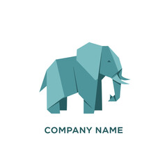 Obraz premium Geometric origami elephant logo design vector illustration.