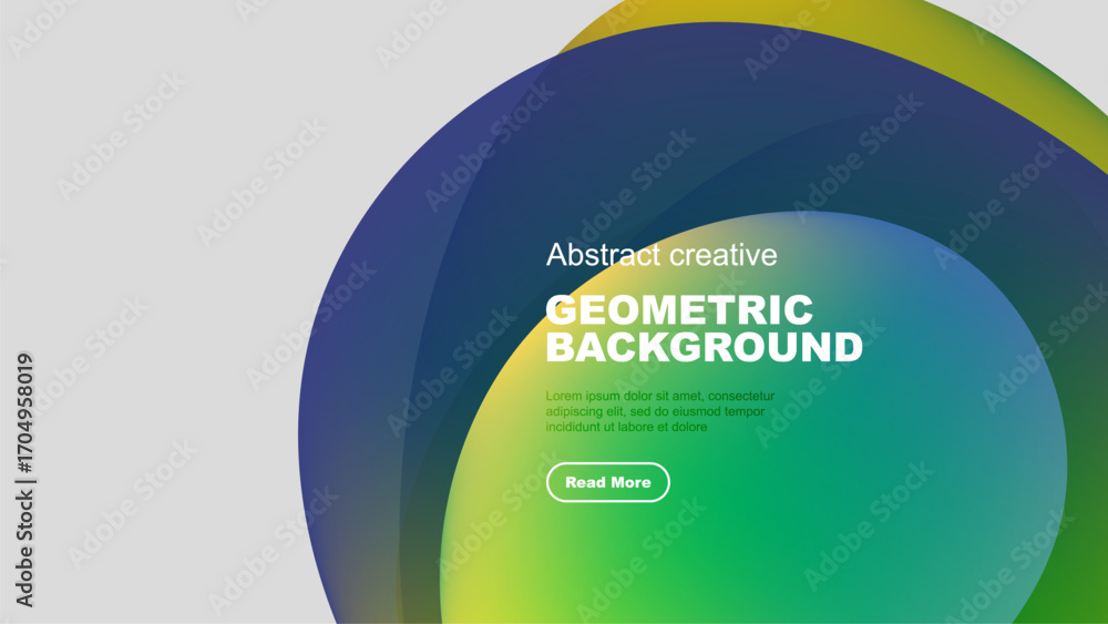 Aufkleber abstract colorful shapes overlap, creating dynamic background. text promotes further exploration, si