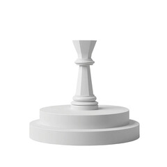 Abstract White Queen Chess Piece on Circular Pedestal Presentation Sculpture