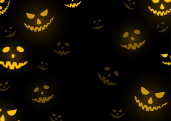 Glowing eyes of monsters in the dark of night. Halloween background vector design