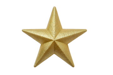 A glittering gold star isolated on transparent background