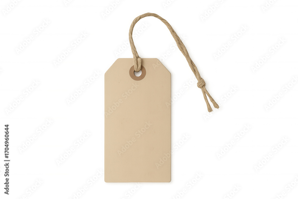 Poster Beige blank label with string on a transparent background, perfect for adding custom text or designs