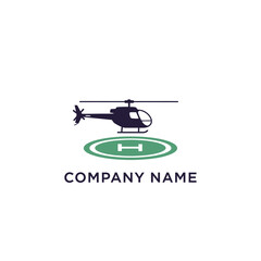 Helicopter on Helipad Logo Design Concept for Business.