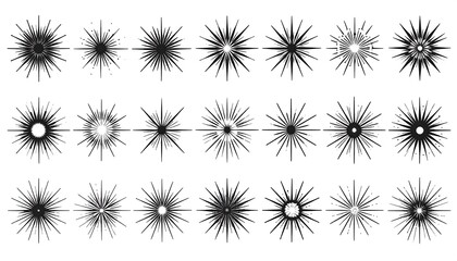 A collection of radiating starburst shapes in varying intensities