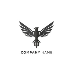 Obraz premium Majestic black bird logo with spread wings for company branding.