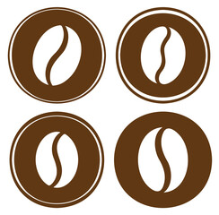 Four Coffee Bean Icons Brown and White Variations