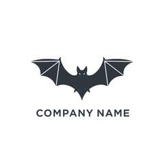 Obraz premium Minimalist black bat silhouette logo design vector illustration.