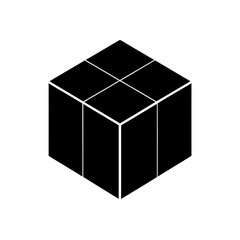Isometric black cube art on transparent background silhouette