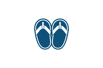 Blue Flip Flops Icon on White Background Design Footwear