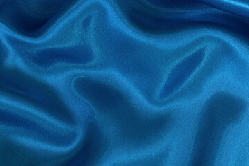 Obraz premium Blue fabric cloth texture for background and design art work, beautiful crumpled pattern of silk or linen.