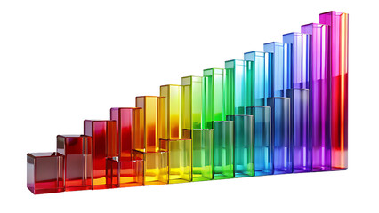 Colorful glass blocks isolated on transparent background, a symbol of growth