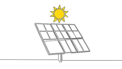 Simple line drawing of a solar panel with sun (1)