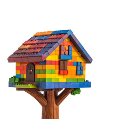 Colorful toy house on tree