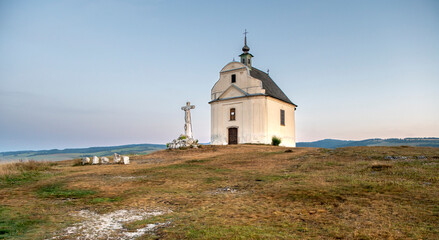 Siva brada ( grey beard ), Travertine Hill with Chapel near Spisske Podhradie.