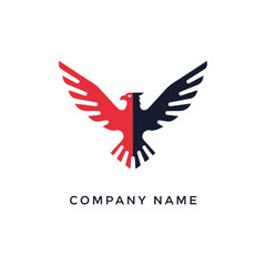 Obraz premium Modern Stylized Eagle Logo Design in Red and Dark Blue.