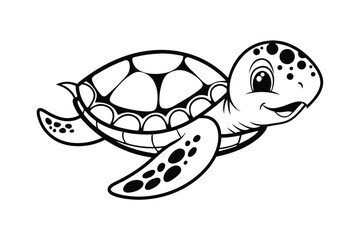 Cartoon Sea Turtle Swimming with Friendly Smile 