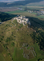 Aerial view of The ruins of Spis Castle. Unesco World Heritage Site. Spisske Podhradie. Slovakia.