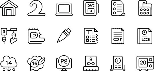 Freelancer and remote work expense icons – minimalist line art for home office, mileage, travel, receipts, and tax deductions