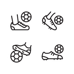 Editable Soccer Shoes Icon Set Football Boot and Ball Vector Illustration