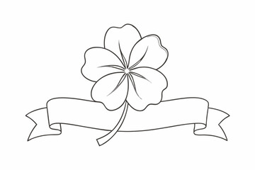 Four-Leaf Clover Line Drawing &ndash; Lucky Outline Illustration