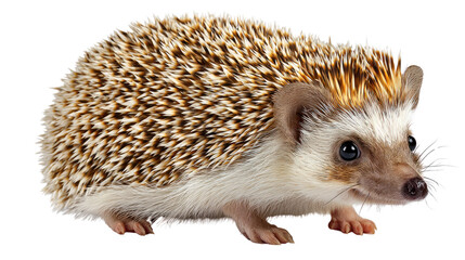 Fototapeta premium Adorable Hedgehog Portrait: A detailed studio shot showcases a charming hedgehog, its spiky coat beautifully contrasted. Capture the details of its small features.