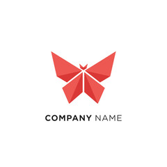 Obraz premium Red Geometric Butterfly Origami Style Logo Design.