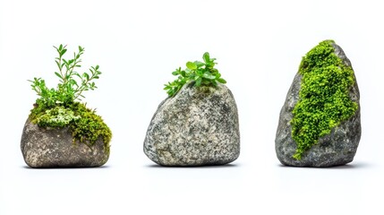 Decorative rocks with plants