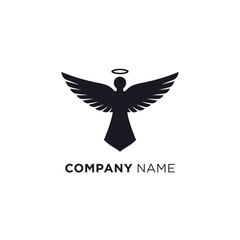 Simple Black Angel Wings Logo Design.