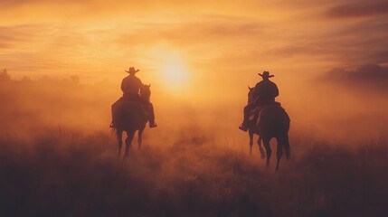 Sunset cowboy silhouette