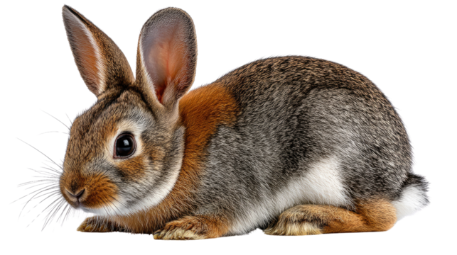 Alert Bunny in Profile: An alert, side-profile captures a charming bunny rabbit, showcasing its detailed fur, twitching nose, and alert ears, all rendered in high-definition, highlighting its natural.