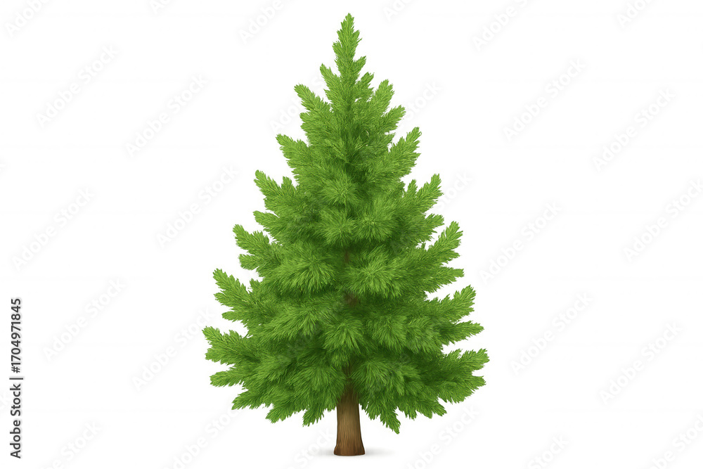 Poster high-resolution 3d rendering of vibrant green pine tree, isolated with transparent background for se
