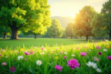 Fototapeta premium Abstract blurred natural landscape, soft focus, distant, scenic, design