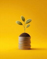 money growth concept with finance, plant, market