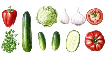 Assortment fresh vegetables illustration