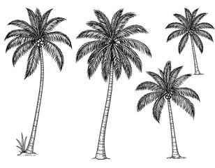 Hand-drawn illustrations of palm trees
