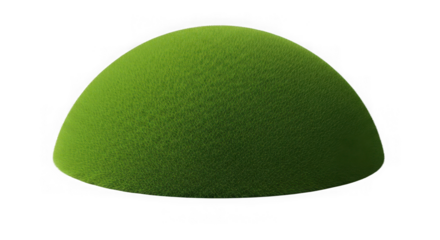 A textured green dome shape, resembling a hemisphere or a small hill, isolated on a clean transparent background