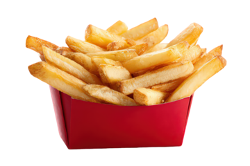 Golden French Fries in Red Cardboard Container
