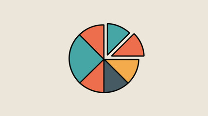Fototapeta premium A colorful pie chart with different sized slices on a light background showing data representation